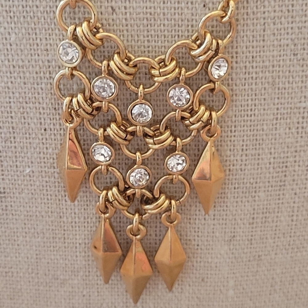 J Crew Goldtone and Rhinestone Necklace